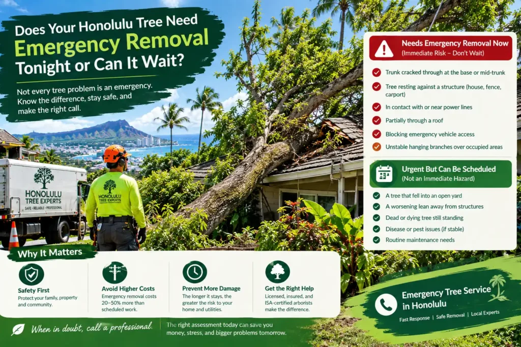 Does Your Honolulu Tree Need Emergency Removal Tonight or Can It Wait?