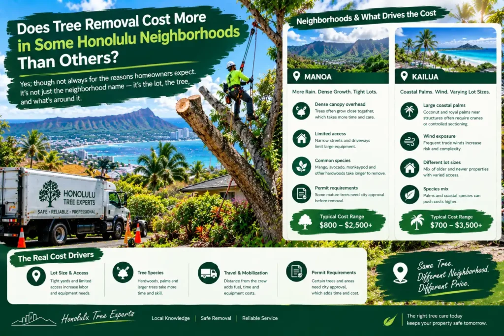 Does Honolulu Tree Removal Cost More by Neighborhood?